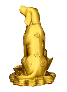 金钱铜狗摆件十二生肖纯黄铜摆件