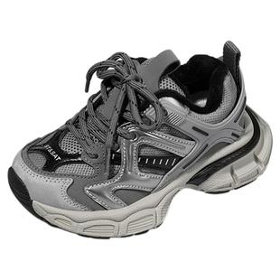 星期六儿童运动鞋2025冬季新款男童老爹鞋加绒女童厚底休闲跑步鞋