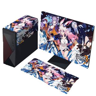 定制电脑罩台式液晶显示器盖布罩键盘少女动漫二次元防尘三件套