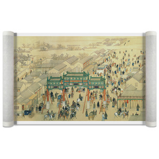 清 徐扬 日月合璧五星联珠图卷纸本复古人物画长卷真迹微喷复制
