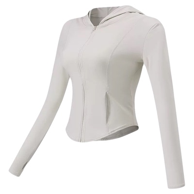 秋冬拉链连帽休闲亲肤瑜伽服长袖t恤女透气跑步运动服健身服外套