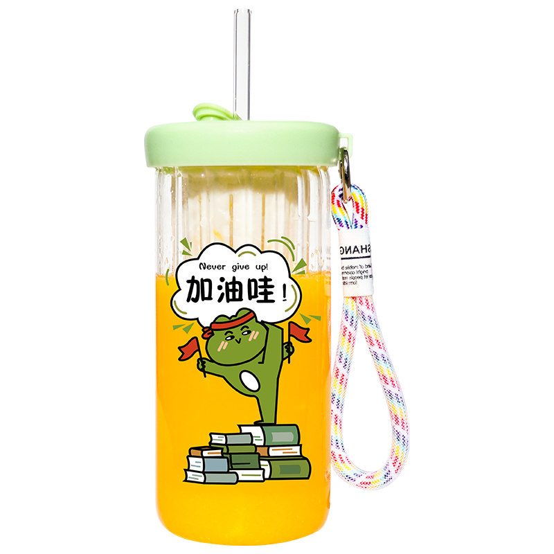高硼硅耐高温玻璃杯带吸管