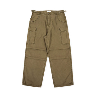 NOFAITH水洗做旧工装长裤男日系复古潮流直筒多口袋宽松休闲裤子