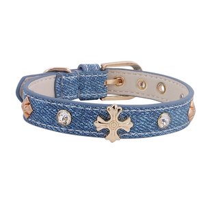 阿奇尔 克罗心捷克钻头层牛皮宠物项圈猫颈圈