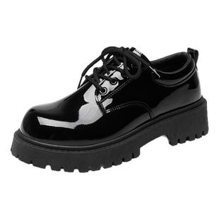 黑色亮面大头皮鞋男休闲运动英伦新郎婚鞋增高厚底商务正装潮鞋子