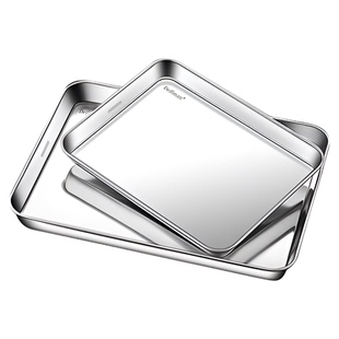 Deffman316不锈钢方盘加厚食品级长方形托盘备菜盘家用蒸盘蒸鱼盘
