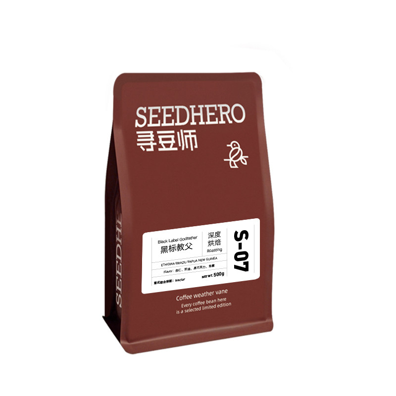 寻豆师黑标教父意式拼配美式拿铁精品咖啡豆深烘焙香浓醇厚可磨粉