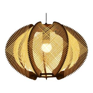 侘寂风日式吊灯现代简约麻绳家用阳台卧室客厅木艺灯具原木风灯罩