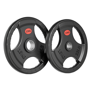 纯铸铁质杠铃片哑铃片金属包铁三孔手抓包铁奥杆小孔大孔家用