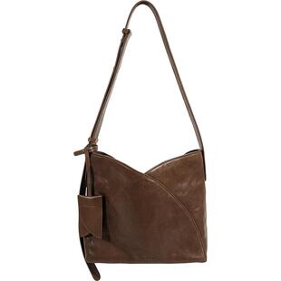 DREA BASAA半山花瓣流浪包头层植鞣牛皮小号hobo包单肩通勤斜挎包