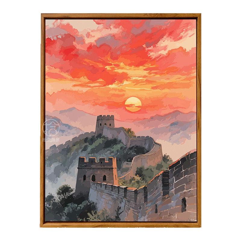 万里长城数字油画diy填充涂色手工绘中国风景客厅丙烯油彩装饰画