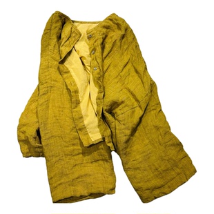 素年未央设计新款休闲宽松秋季双层肌理感亚麻前后穿外套女开衫