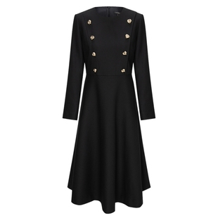 【含羊毛】Scofield女装都市气质圆领双排扣连衣裙2025秋冬新品