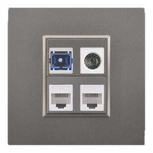 光纤电视网络三合一面板86型暗装光纤带电视带两位电脑网线插座