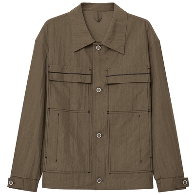 JDV商场同款棕绿色棉质混纺夹克