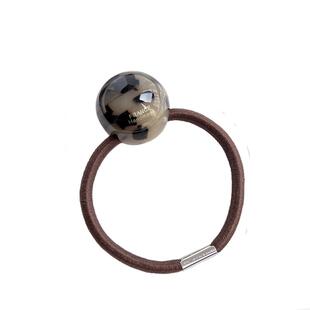 韩国FRANCE金标高级感树脂圆球发圈法式豹纹高马尾丸子头绳皮筋女