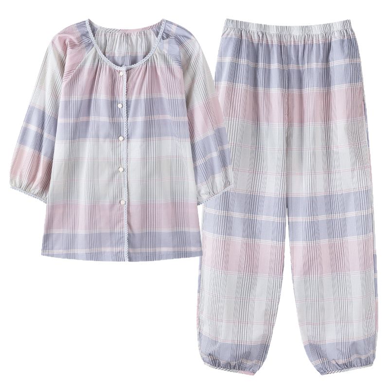 浪莎睡衣女夏季纯棉家居服可外穿