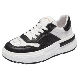 莱尔斯丹情侣春新款百搭休闲厚底运动男女黑白熊猫小白板鞋66501