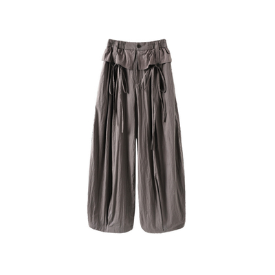 西町村屋设计感荷叶边工装裤