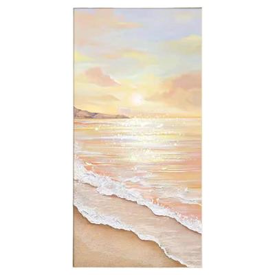 北欧奶油风入户玄关装饰画大海风景壁画进门竖版走廊过道尽头挂画