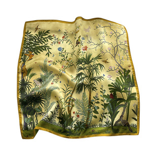 杭州丝绸100%桑蚕丝腰果花小方巾女真丝丝巾经典百搭丝绸围脖披肩