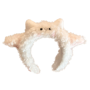 可爱卡通白色小羊毛绒宽边发箍女洗脸敷面膜发卡拍照道具头箍头饰