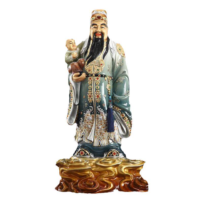 台湾纯铜福禄寿三星佛像寿星摆件