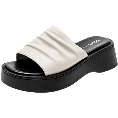 大东时装拖鞋女鞋2026夏季新款平底中跟套脚优雅厚底凉鞋X0116