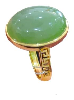 银镀金包镶新疆和田玉碧玉戒指女款阳绿圆珠指环国风玉石简约款