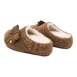 【孟子义同款】SMILEY笑脸女蝴蝶结穆勒棕勃肯一脚蹬厚底增高拖鞋