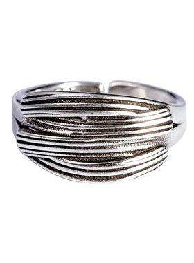 毐创情侣S925银潮流千叶重叠纹