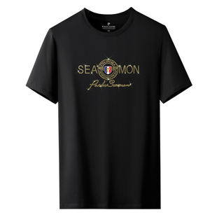 皮尔卡丹官方2026新款男短袖t恤夏季圆领冰丝莫代尔半袖爸爸男装