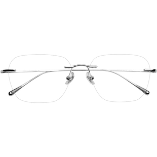 超轻纯钛无框眼镜男款大脸近视可配度数防蓝光加大加宽无边框镜架