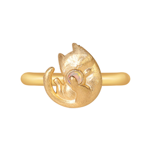 我Zui喜欢的玩具 培育钻石18k金猫咪戒指小猫原创设计 八月里珠宝