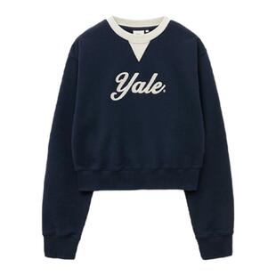 yale字母印花短款卫衣女春季V领美式学院风慵懒休闲潮流MUSINSA