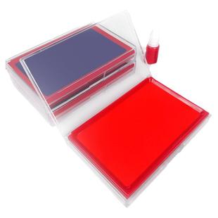 亚信速干印台红色蓝色多色财务办公绿色小号盖章按手印快干印泥便携式印油油性印泥盒圆形方形透明秒干