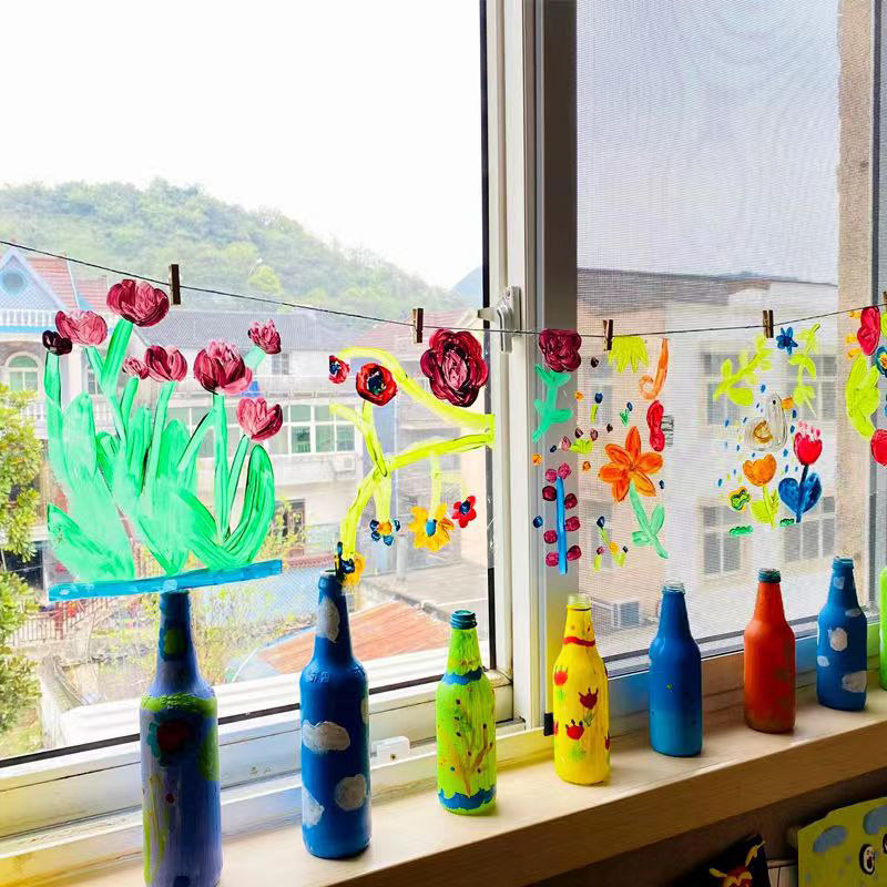 幼儿园环创塑料透明软膜绘画玻璃纸儿童画画涂鸦diy美术挂片画布