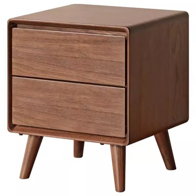 源氏木语西物黑胡桃木抽屉床头柜