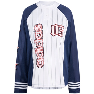 adidas阿迪达斯冬三叶草美式复古运动宽松球衣女长袖上衣 KC6283