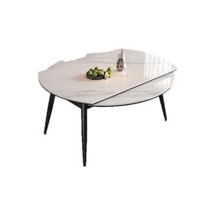 帕沙曼 伸缩岩板餐桌意式极简家用小户型全托底板多功能可变圆桌