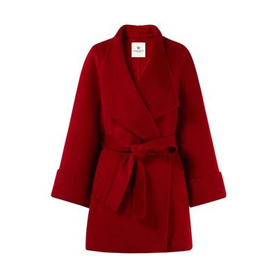 秋水伊人绵羊毛中长气质毛呢外套