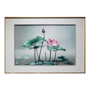 苏绣成品挂画新中式床头画纯手工客厅餐厅玄关走廊中国风刺绣荷花
