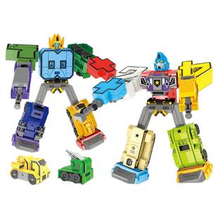 热销数字变形机器人变形合体拼装汽车儿童益智玩具
