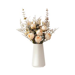 北欧风玫瑰花仿真花假花摆件客厅茶几插花陶瓷花瓶餐桌花家居装饰