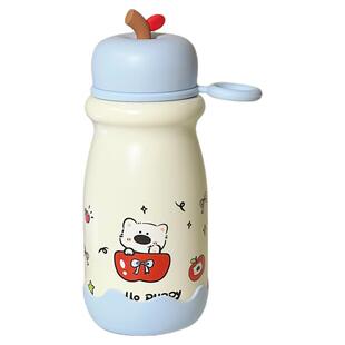 可爱苹果小狗保温杯女生高颜值新款学生便携杯子带提环316不锈钢