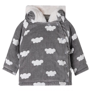 考拉蒂尔 婴儿连帽侧开外套秋冬宝宝冬装夹棉上衣婴幼儿棉服棉袄