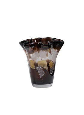 轻奢棕色碎花银箔花瓶