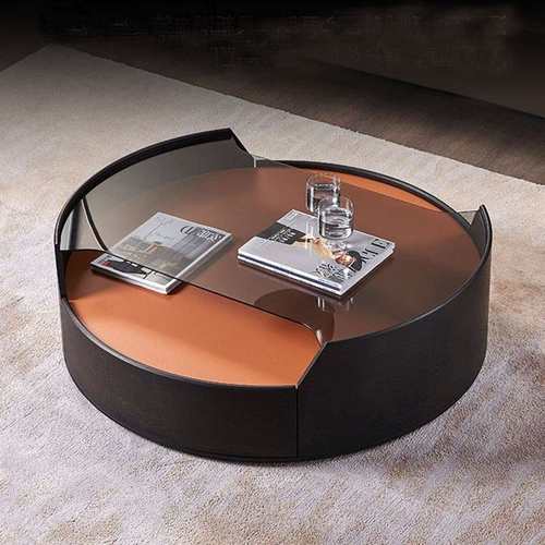 北欧钢琴烤漆圆茶几现代简约钢化玻璃客厅茶几异形艺术茶台桌整装