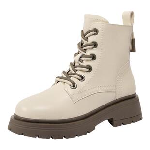 百丽女靴子冬季新款休闲短靴加绒厚底英伦风马丁靴女3NZ40DD4