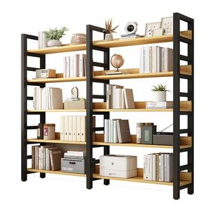 书架落地置物架简易家用钢木货架儿童收纳架多层书柜一体储物架子